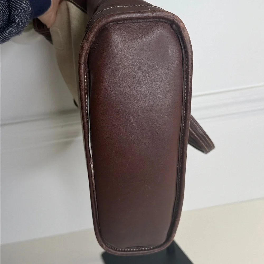 Coach 6122 vintage Bleecker Satchel linen canvas and brown leather tote bag - Picture 5 of 12
